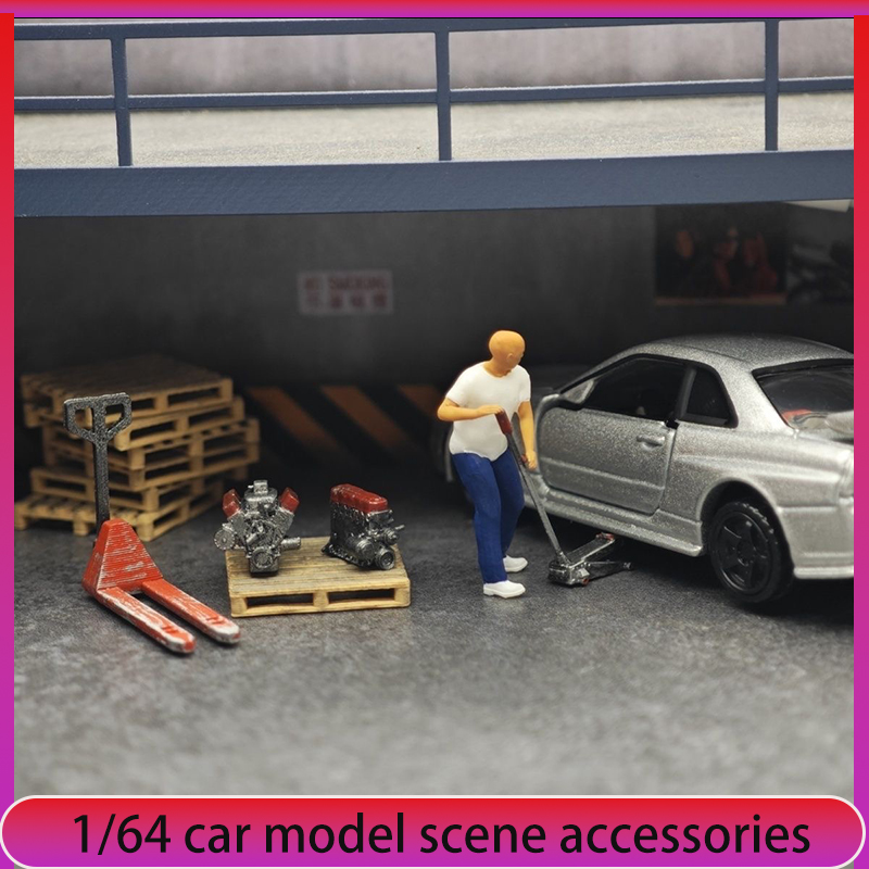 Car Accessories Decoration - 1:64 Car Model Repair Shop Scene