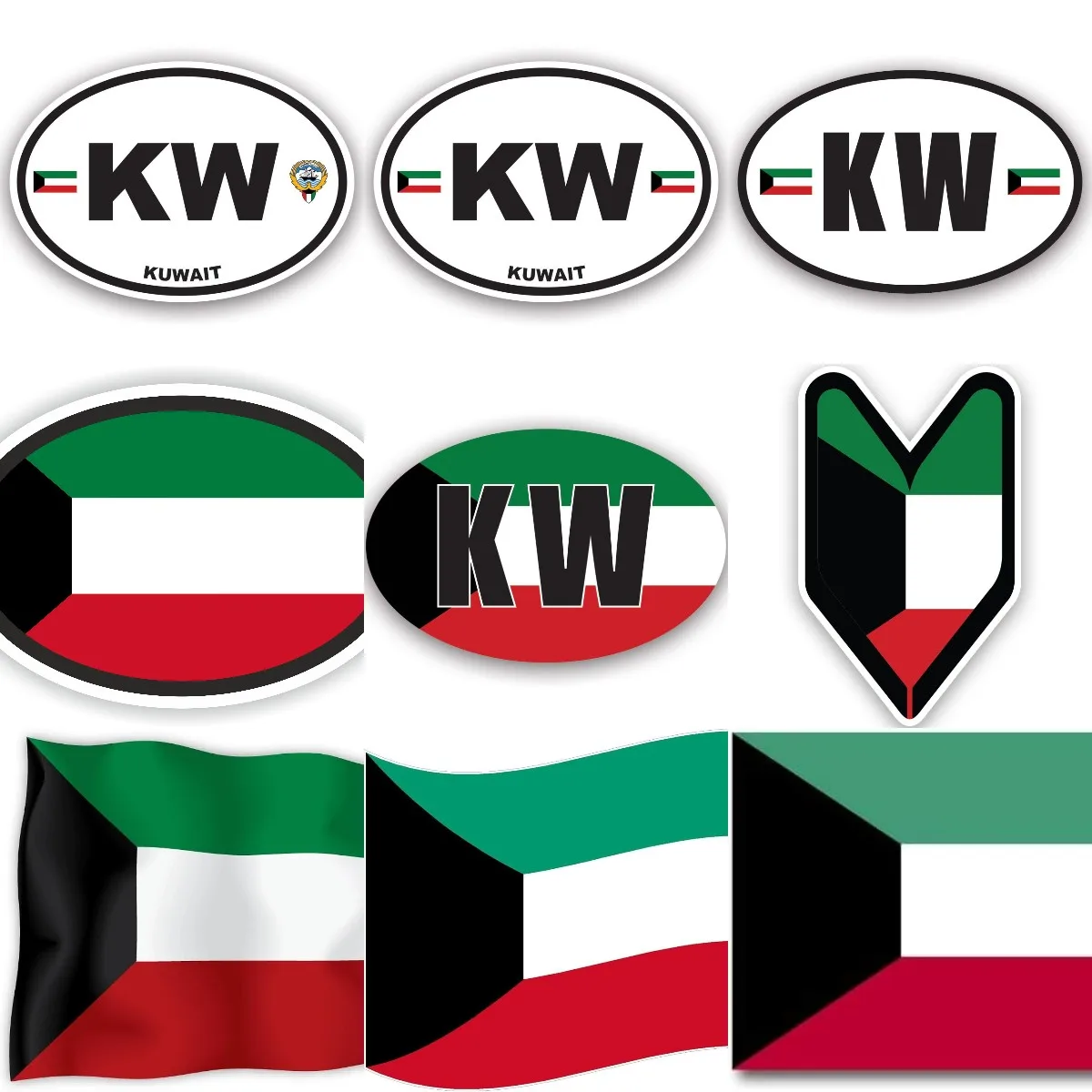 Car Accessories Kuwait - KW Kuwait Flag Emblem Creative PVC