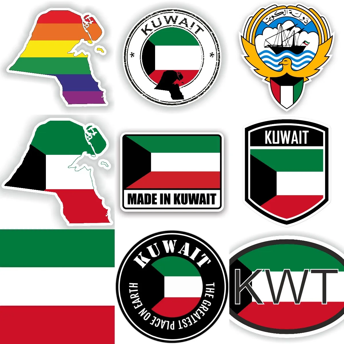Car Accessories Kuwait - KWT Kuwait Flag Map National Emblem