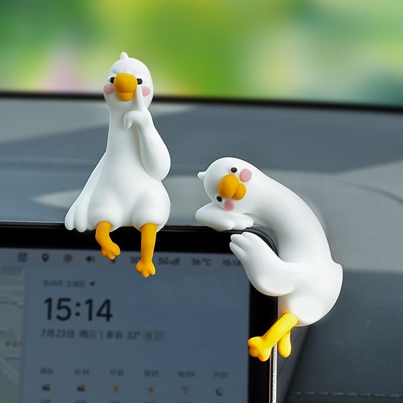 Cute Cartoon White Duck Car Di - Car Accessories Decoration 评论和价格